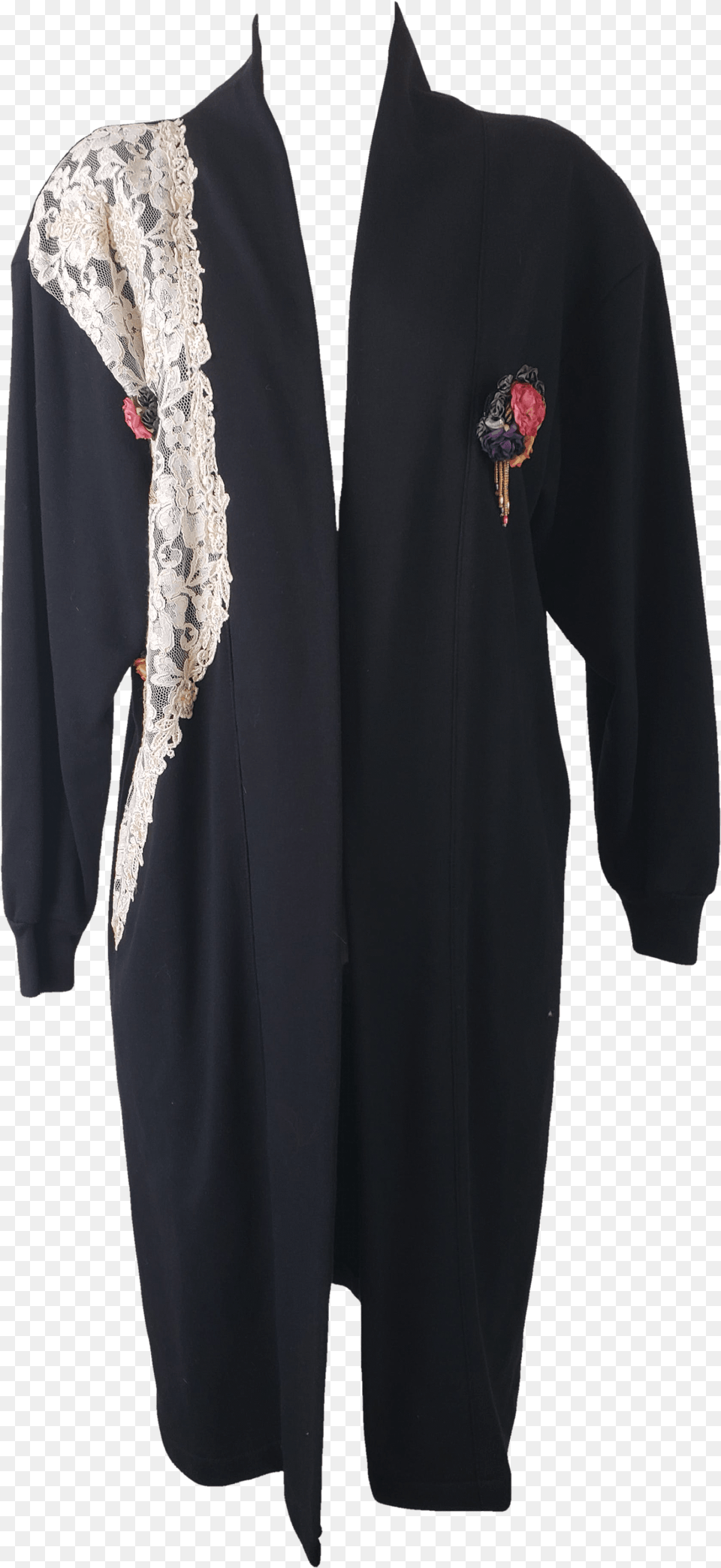 S Long Open Cardigan With Lace Detailing With Flower Costume, Clothing, Fashion, Long Sleeve, Robe Png