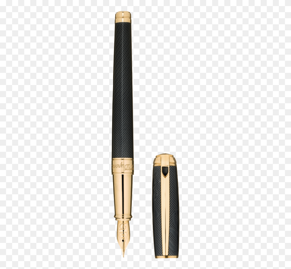 S T Dupont New Line D Gold And Black Lacquered Fountain Pen, Fountain Pen Png Image