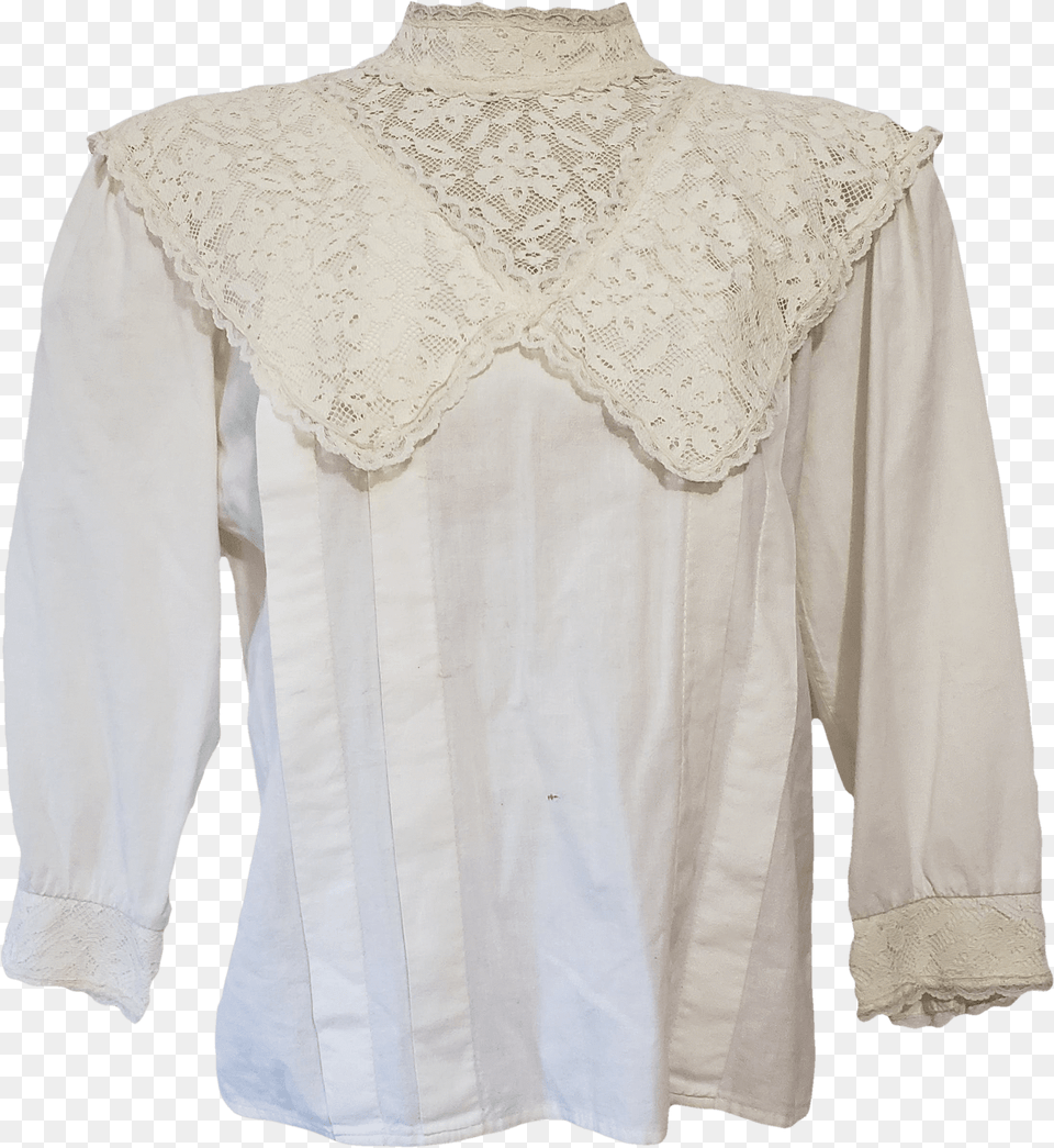 S80 S Cream Pleated Blouse With Lace Collar And Lace, Clothing, Long Sleeve, Sleeve, Home Decor Free Png