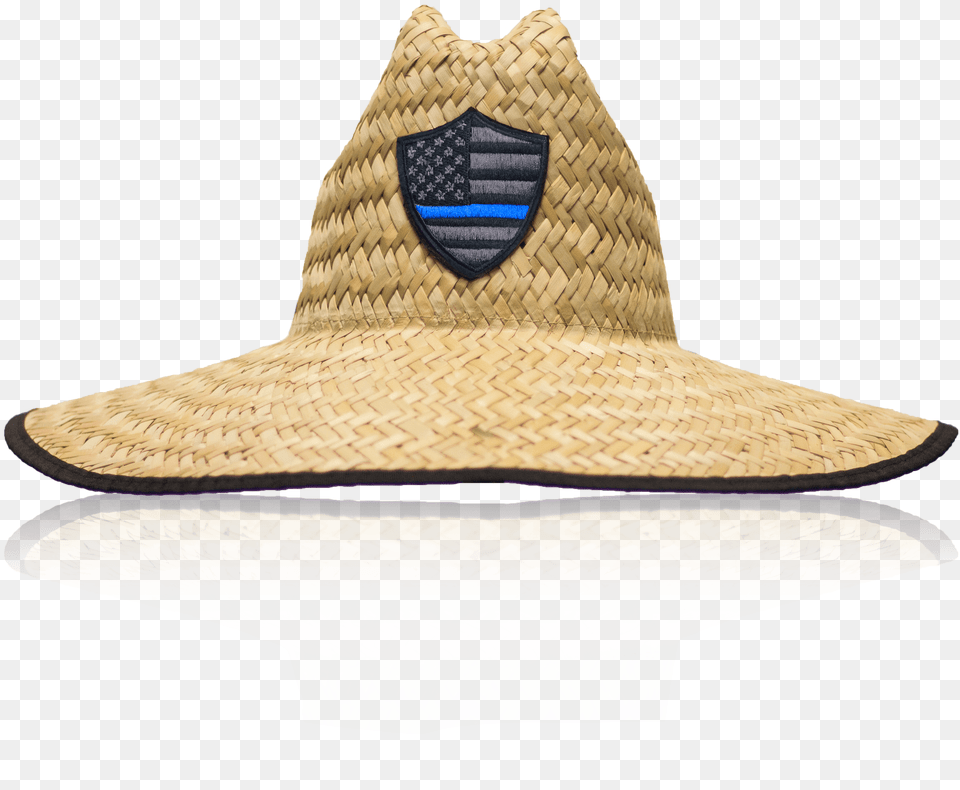 Sa Straw Hat Thin Blue Line American Flag Shield Straw Hat With American Flag Under Brim, Clothing, Sun Hat, Nature, Outdoors Free Png Download