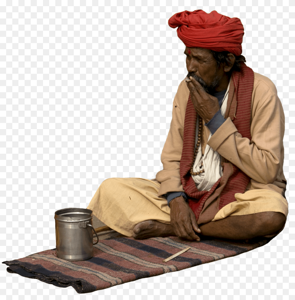 Saadhu Indian Cutout Humans Sitting Indian People, Adult, Male, Man, Person Png Image