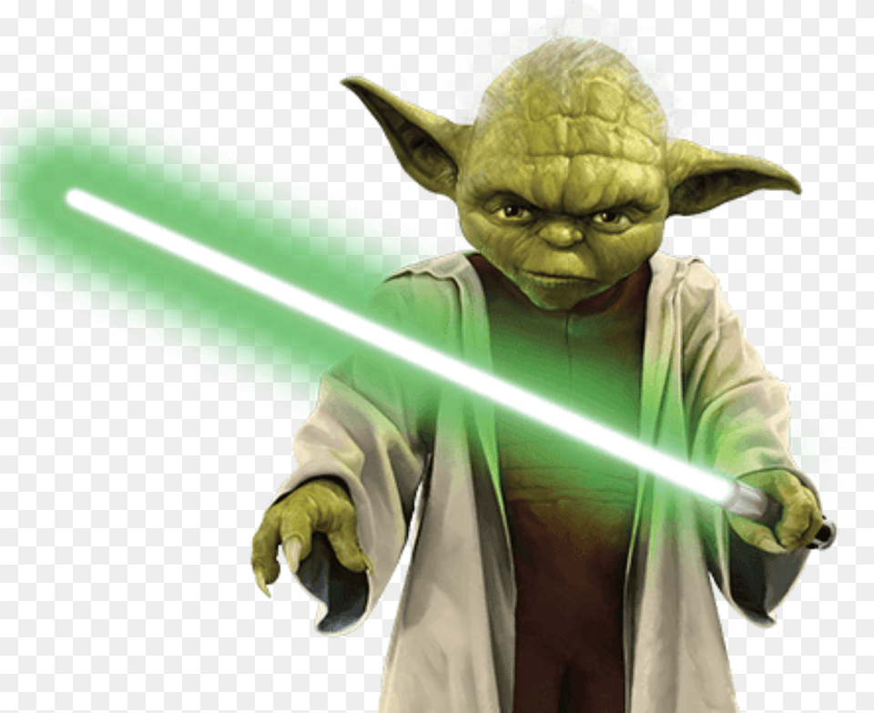 Saber Clipart Green Lightsaber Star Wars Transparent Yoda Star Wars, Light, Adult, Male, Man Free Png