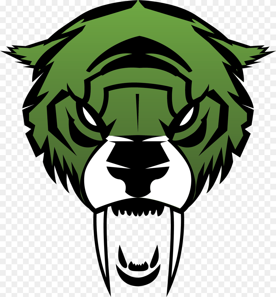 Saber Tooth Tiger Cool High School Mascots, Stencil, Green, Book, Comics Png Image