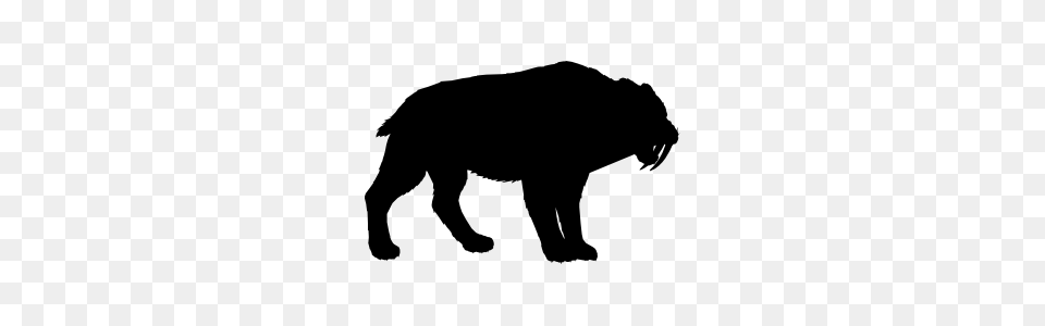 Saber Toothed Tiger Silhouette Sticker, Animal, Bear, Mammal, Wildlife Free Png