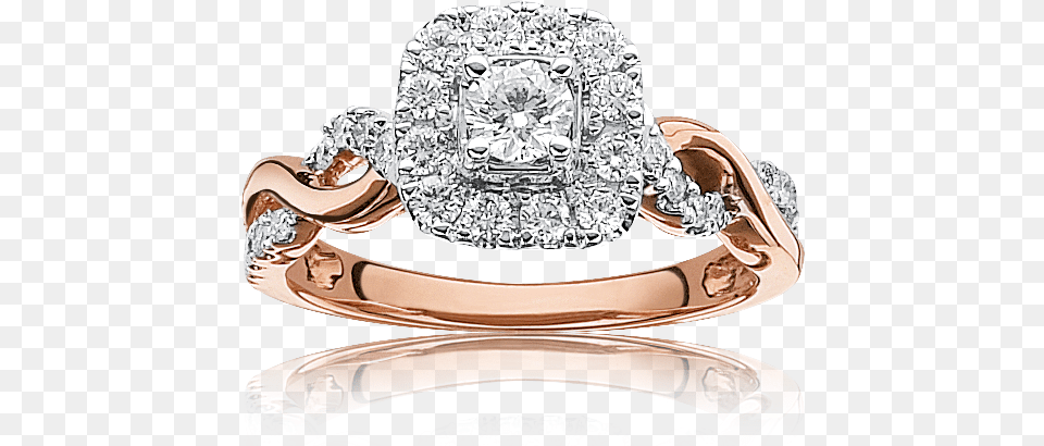 Sabrina Diamond Ctw Twist Halo Engagement Ring In 14k Rose Gold Ring, Accessories, Gemstone, Jewelry Png