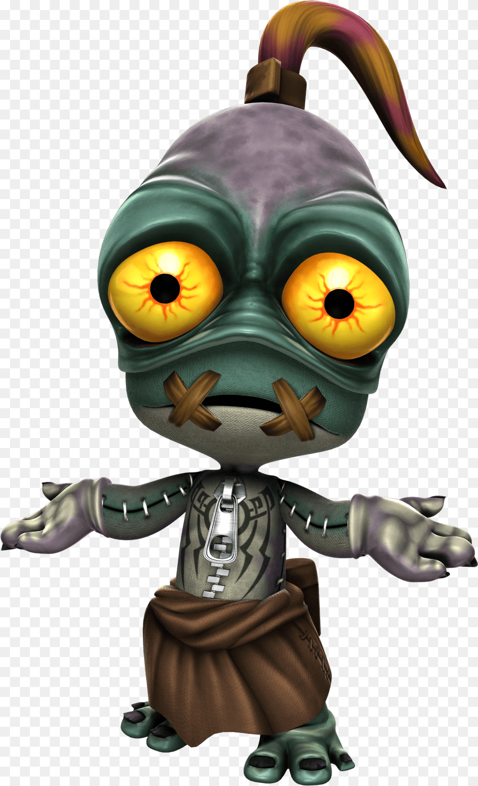 Sackboy Dressed As Abe From Oddworld Oddworld Abe, Alien, Clothing, Glove, Baby Free Transparent Png