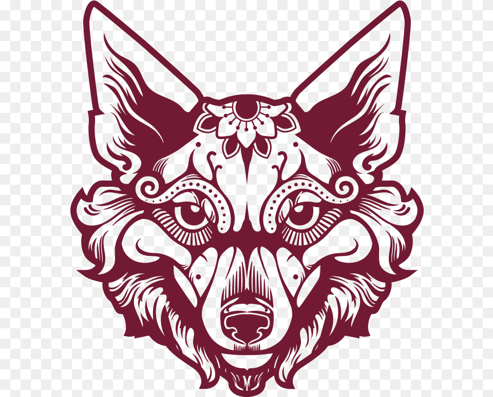 Sacred Coyote Tattoo Style Logo Created By E Rex Of Coyote Tattoo, Accessories, Art, Ornament, Person Png Image