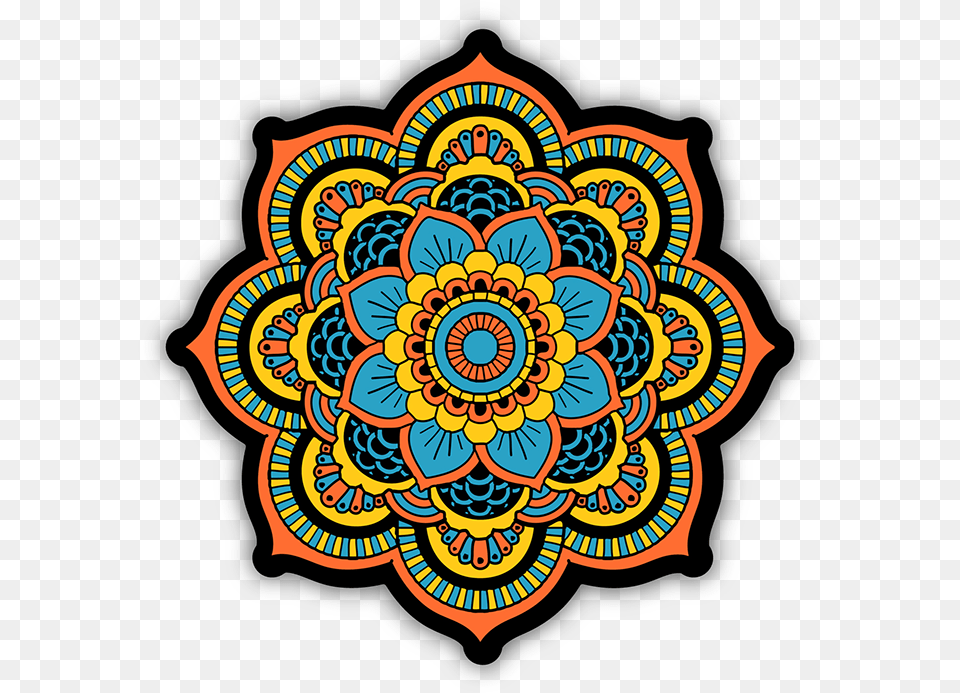 Sacred Geometry Mandala V4 Bumper Stickers Divine Designs Detailed Mandala Design Black White, Pattern, Art, Graphics, Floral Design Free Png