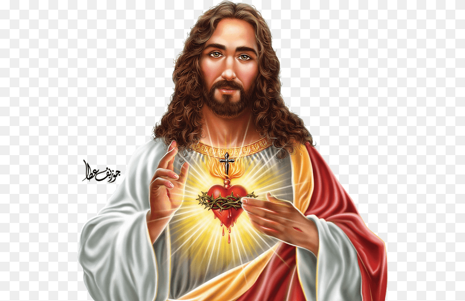 Sacred Heart Of Jesus And Mother Mary, Portrait, Photography, Person, Head Png