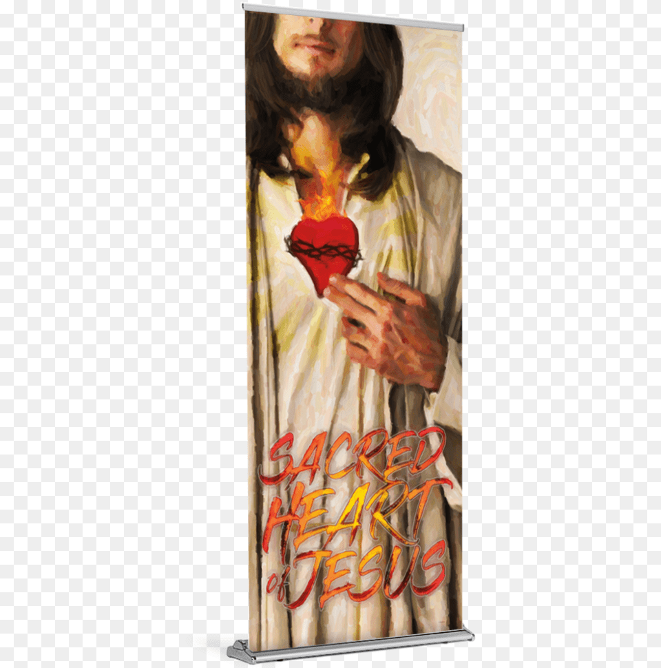 Sacred Heart Of Jesus Banner Lollipop, Publication, Book, Adult, Person Png Image