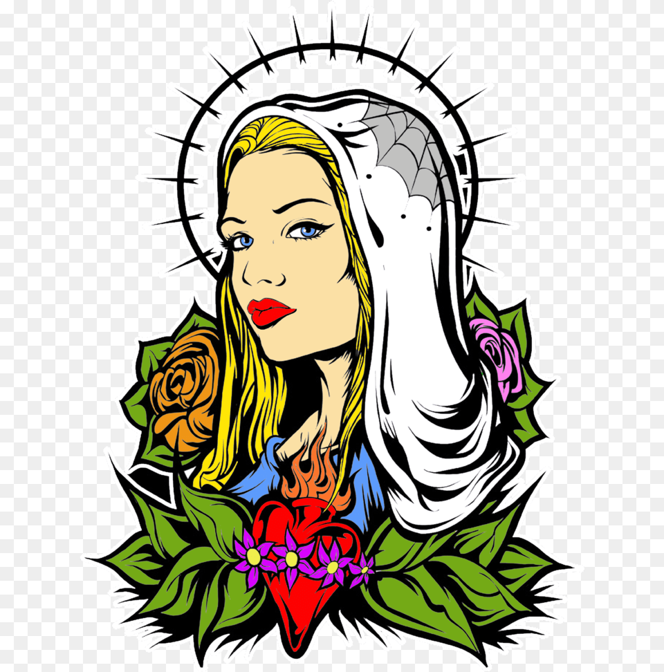 Sacred Heart Virgin Mary, Art, Graphics, Adult, Person Png