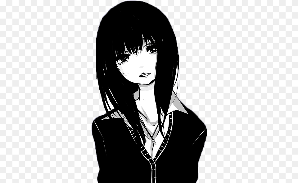 Sad Anime Girl 5 Image Black Haired Anime Girl, Adult, Publication, Person, Manga Free Png