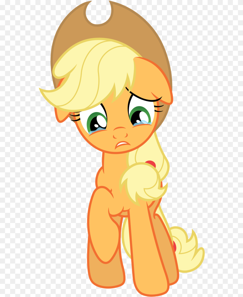 Sad Applejack By Stabzor D5oxg8d My Little Pony Applejack Sad, Baby, Person, Face, Head Free Transparent Png