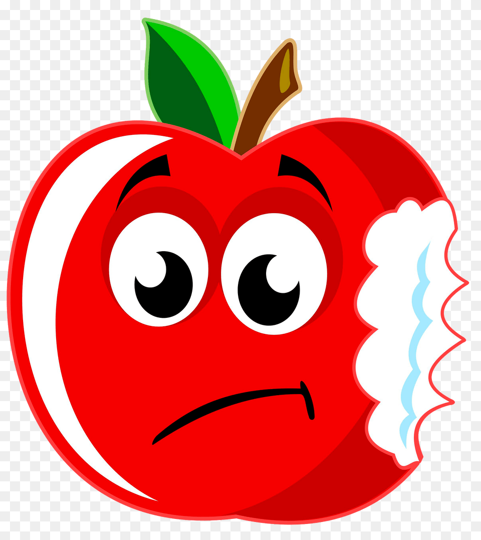 Sad Bitten Apple Clipart, Food, Fruit, Plant, Produce Free Png