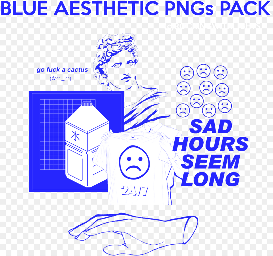 Sad Boys Vaporwave Yung Lean Tumblr Aesthetic Blue, Advertisement, Poster, Face, Head Png