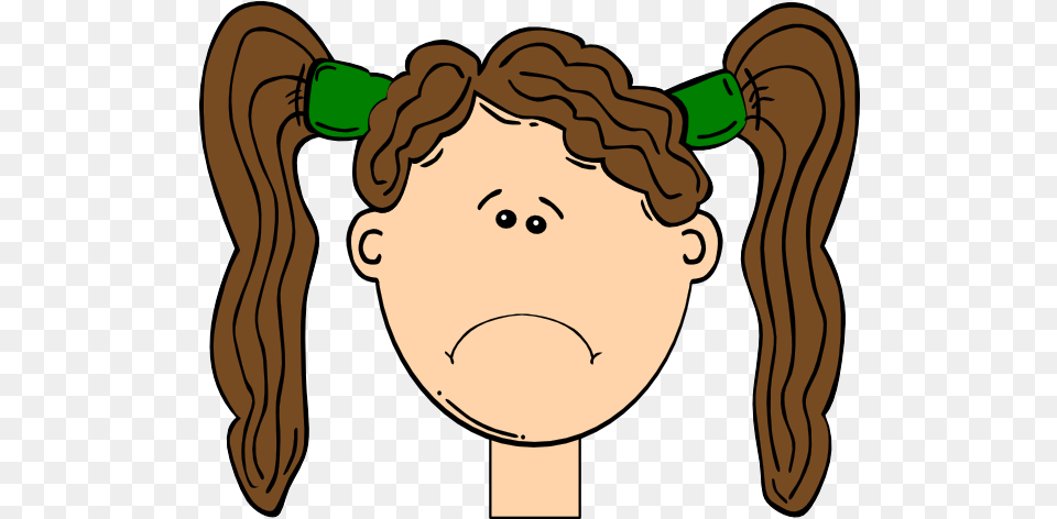 Sad Brown Hair Girl Clip Art Vector Clip Art Cartoon Girl Face, Head, Person, Baby Free Transparent Png