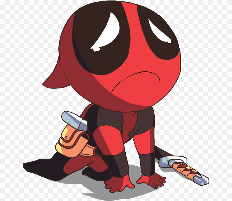 Sad Chibi Deadpool, Baby, Person, Book, Comics Png Image