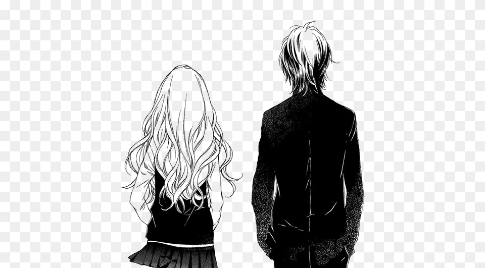 Sad Couple Transparent Mart Anime Couple Black And White, Long Sleeve, Clothing, Sleeve, Body Part Free Png Download