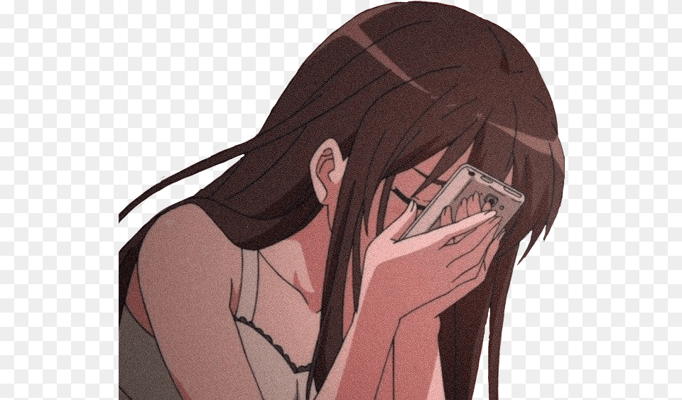 Sad Cryinggirl Sticker Girl Anime Icons Sad, Book, Comics, Publication, Adult Png