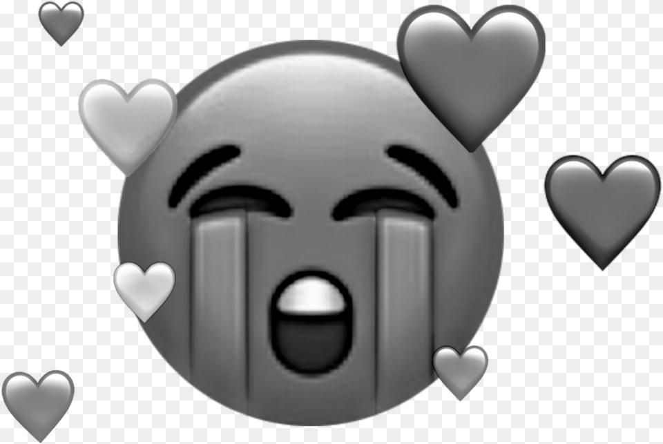 Sad Emoji Black And White Hearts Broken Cry Crying Emoj Black Heart Broken Heart, Face, Head, Person Free Png