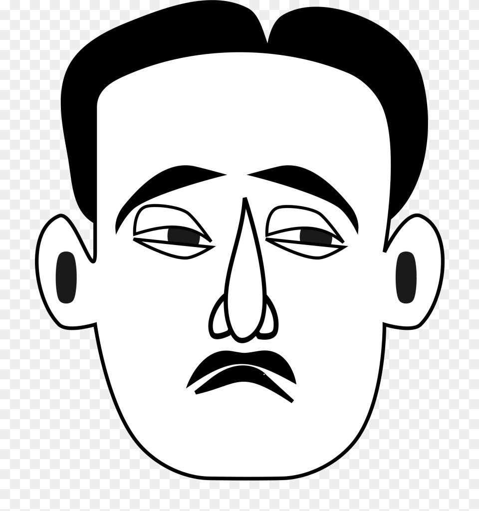 Sad Face Clip Art, Stencil, Person, Head Free Png Download