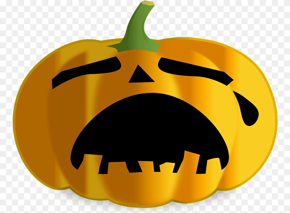 Sad Face Jack O Lantern, Food, Plant, Produce, Pumpkin Free Png Download
