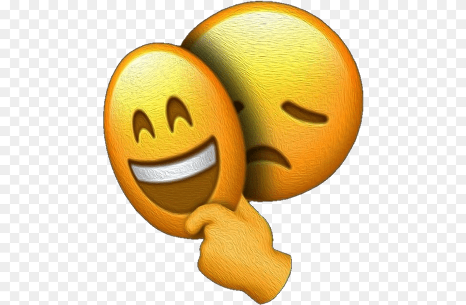 Sad Face Under Happy Mask Emoji Sad Emoji Dp Hd Download, Produce, Food, Fruit, Plant Free Png