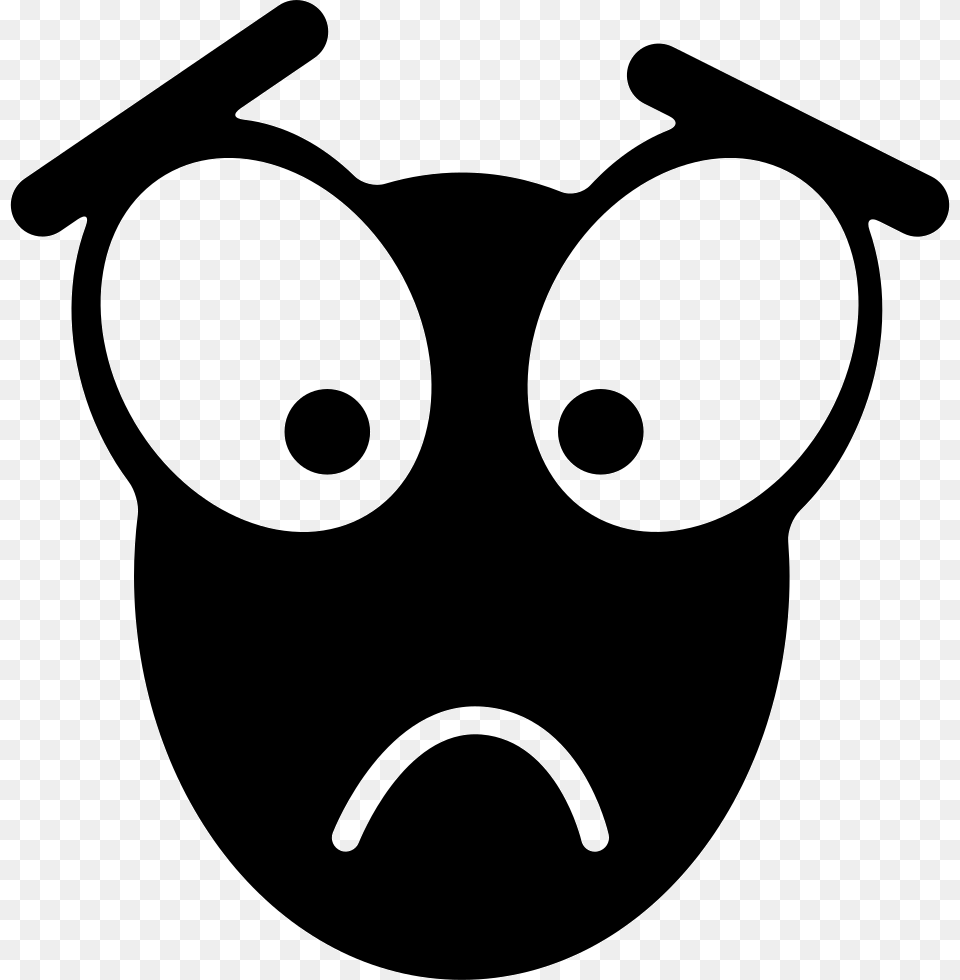 Sad Face With Big Eyes Comments Emoticon, Stencil, People, Person, Ammunition Free Png