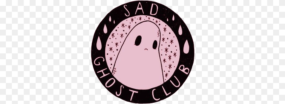 Sad Ghost Cute Aesthetic Girly Scary Grunge Pink Black, Logo, Sticker, Disk, Badge Png