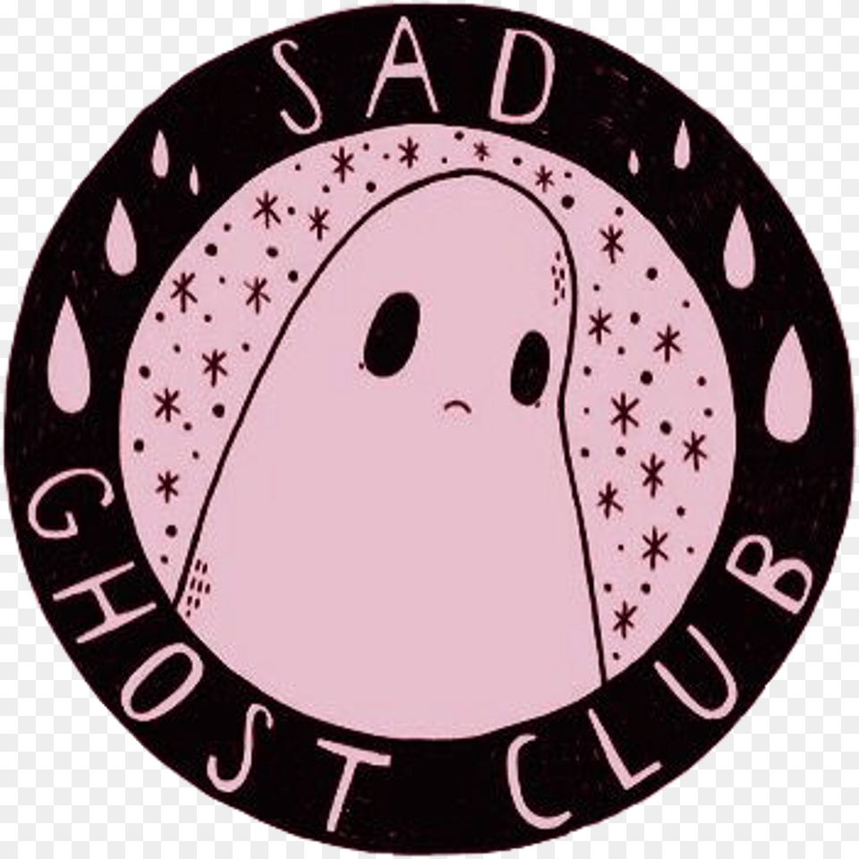 Sad Ghost Cute Aesthetic Girly Scary Grunge Pink Black Ghost Scary Aesthetic Transparent, Sticker, Logo Free Png