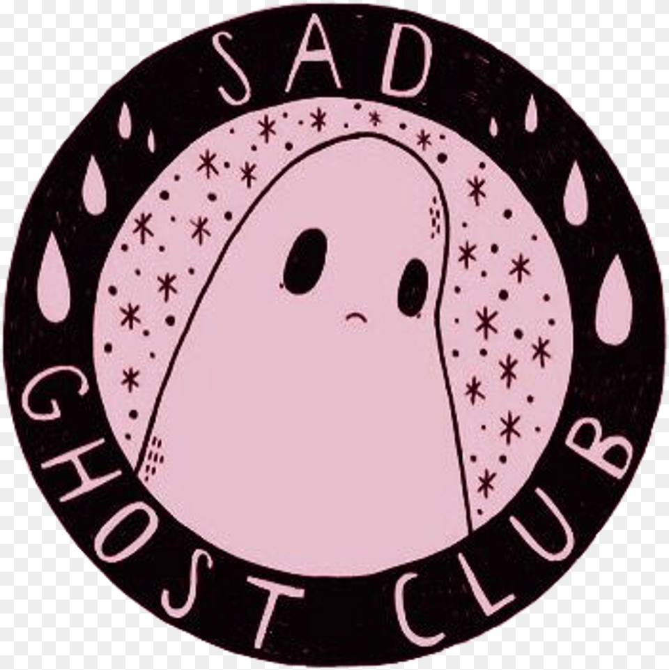 Sad Ghost Cute Aesthetic Girly Scary Sad Ghost Club, Logo, Sticker Png