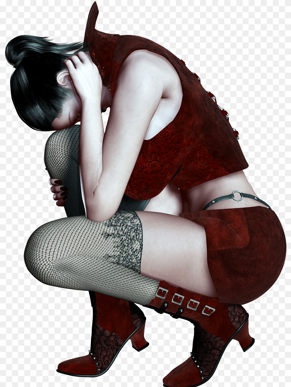 Sad Girl Sitting, Shoe, Clothing, Footwear, High Heel Png Image