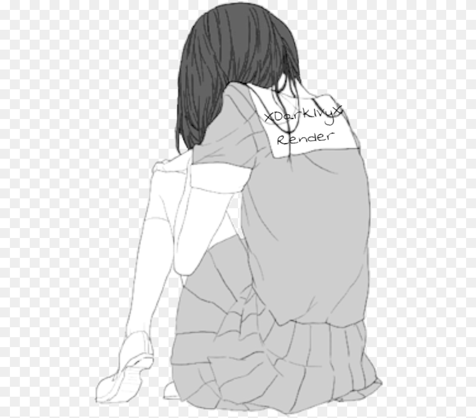 Sad Girl Tumblr Posted Depressed Sad Anime Drawings, Adult, Book, Comics, Female Free Transparent Png