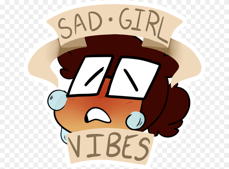 Sad Girl Vibes Sticker Design Cartoon, Cream, Dessert, Food, Ice Cream Free Png