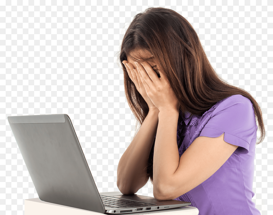 Sad Girl With Laptop Image, Head, Person, Face, Pc Free Png