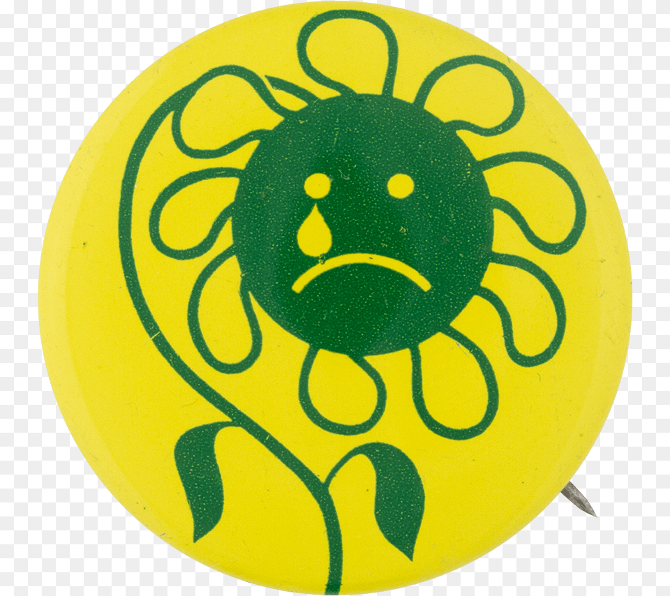 Sad Green Flower Smileys Button Museum Circle, Logo, Badge, Symbol, Animal Png Image