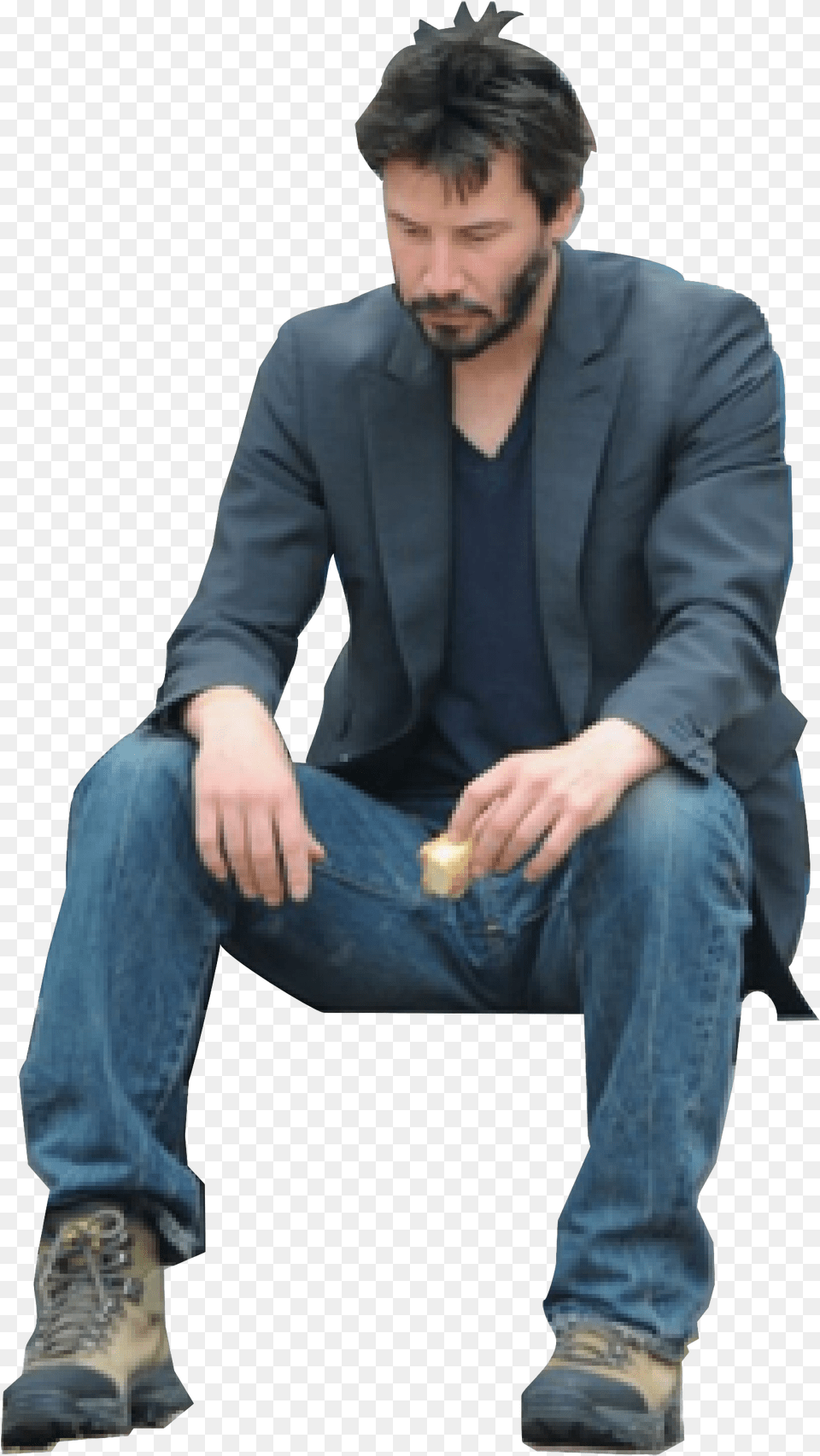 Sad Keanu Reeves Clipart Sad Keanu Reeves, Sitting, Blazer, Clothing, Coat Free Transparent Png