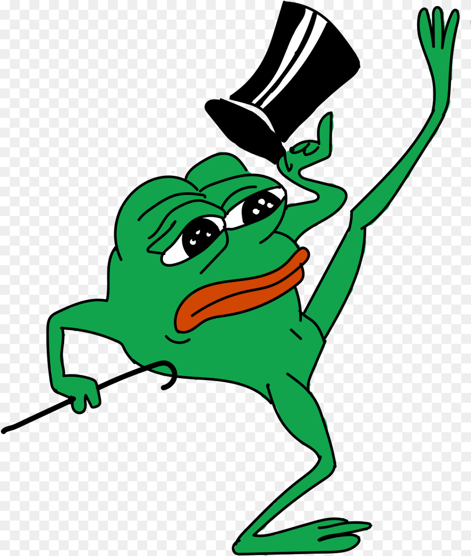 Sad Pepe Dancing Top Hat Pepe, Person, Animal, Amphibian, Frog Free Png Download