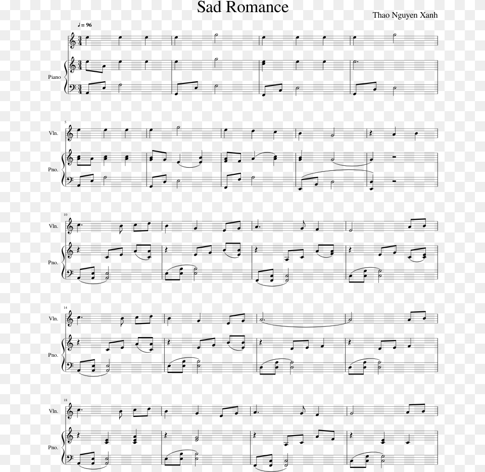 Sad Romance Partitura Piano, Gray Free Png Download