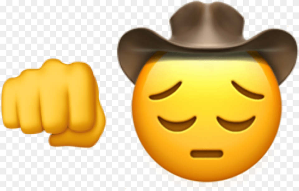 Sad Sadcowboy Cowboy Fist Pump Sadcowboywithfist Pensive Cowboy Emoji Transparent, Clothing, Hat, Helmet, Body Part Free Png Download