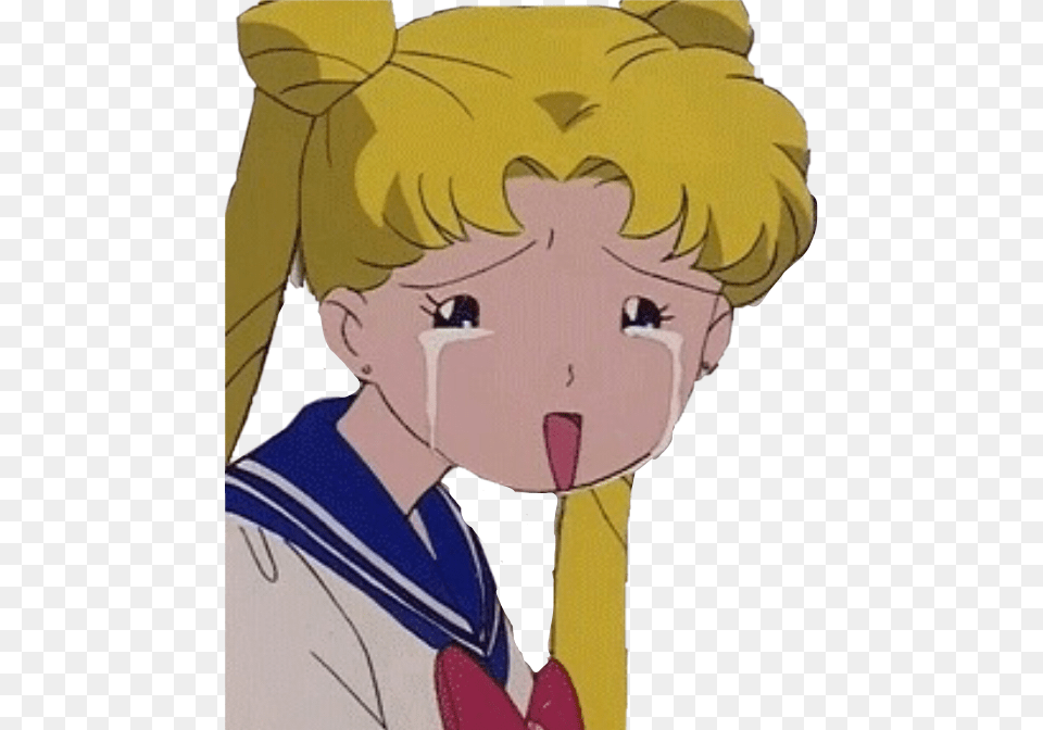 Sad Sailor Moon Gif Transparent, Baby, Person, Book, Comics Free Png Download