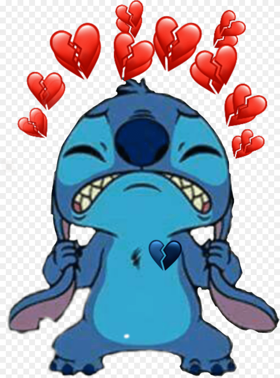 Sad Stitch Stich Stih Stith Lilo Broken Heart Brokenhea Stitch Aesthetic, Baby, Person, Face, Head Png