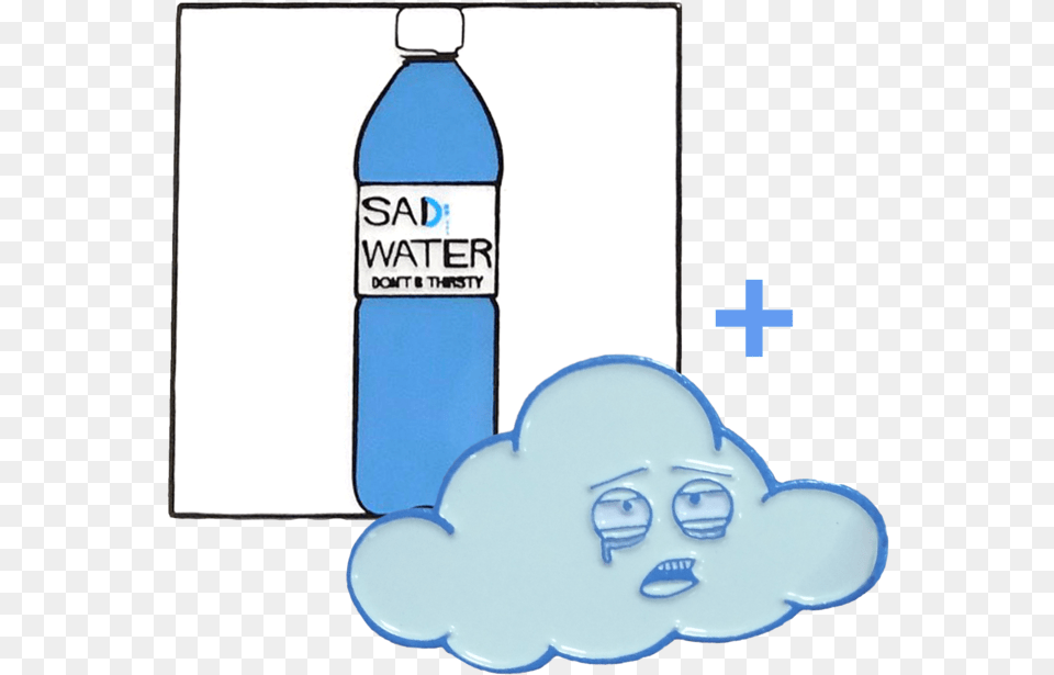 Sad Water Bottle Cloud Enamel Pin Special, Water Bottle Png