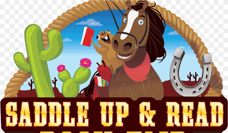 Saddle Up And Read Clipart, Person, Horseshoe Free Png
