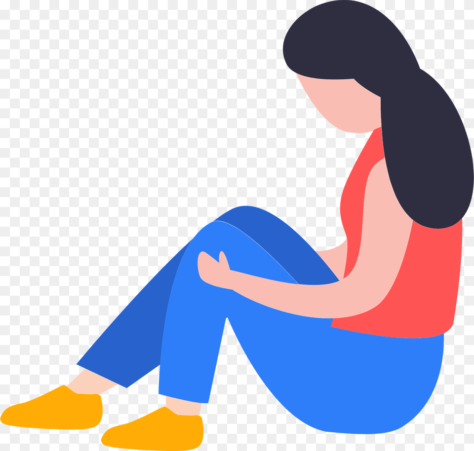 Sadness Clipart, Clothing, Pants, Person, Sitting Free Png Download