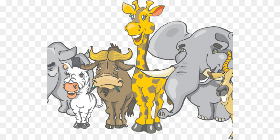 Safari Animals Clipart African Animals Cartoon, Animal, Mammal, Bull, Wildlife Png Image