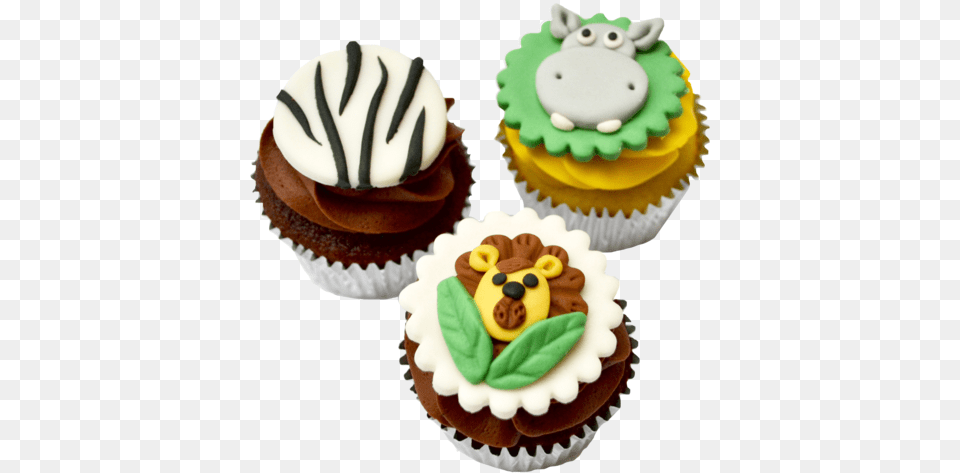 Safari Animals Cupcakes U2013 Sugar Street Boutique Cupcake, Cake, Cream, Dessert, Food Png Image