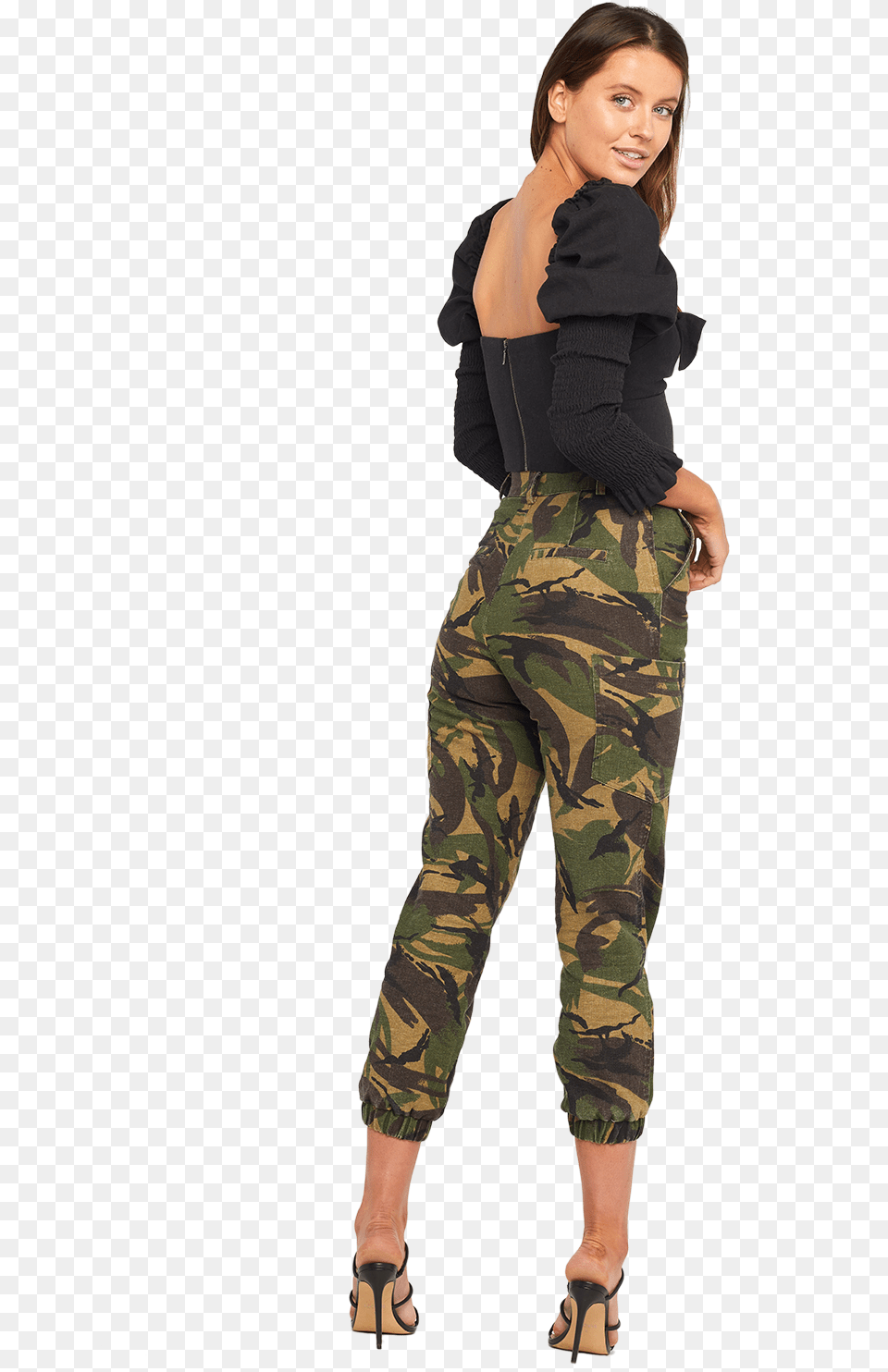 Safari Camo Pant In Colour Chive Army, Adult, Person, Pants, Woman Free Png
