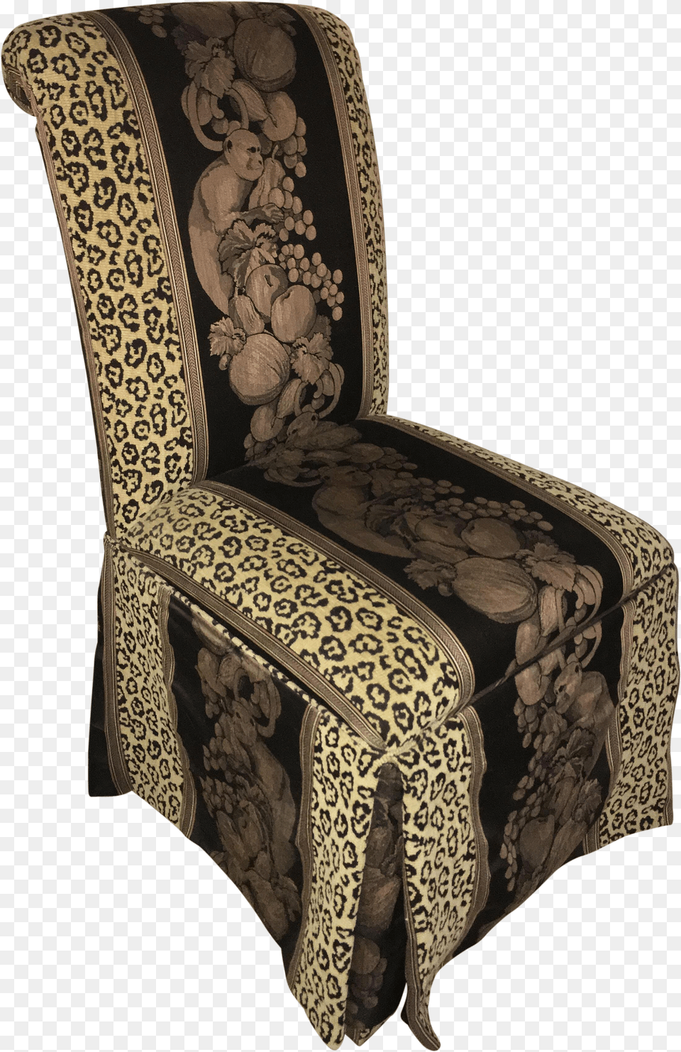 Safari Cheetah Print Side Chair With Monkey Details Recliner, Tattoo, Skin, Person, Arm Free Transparent Png