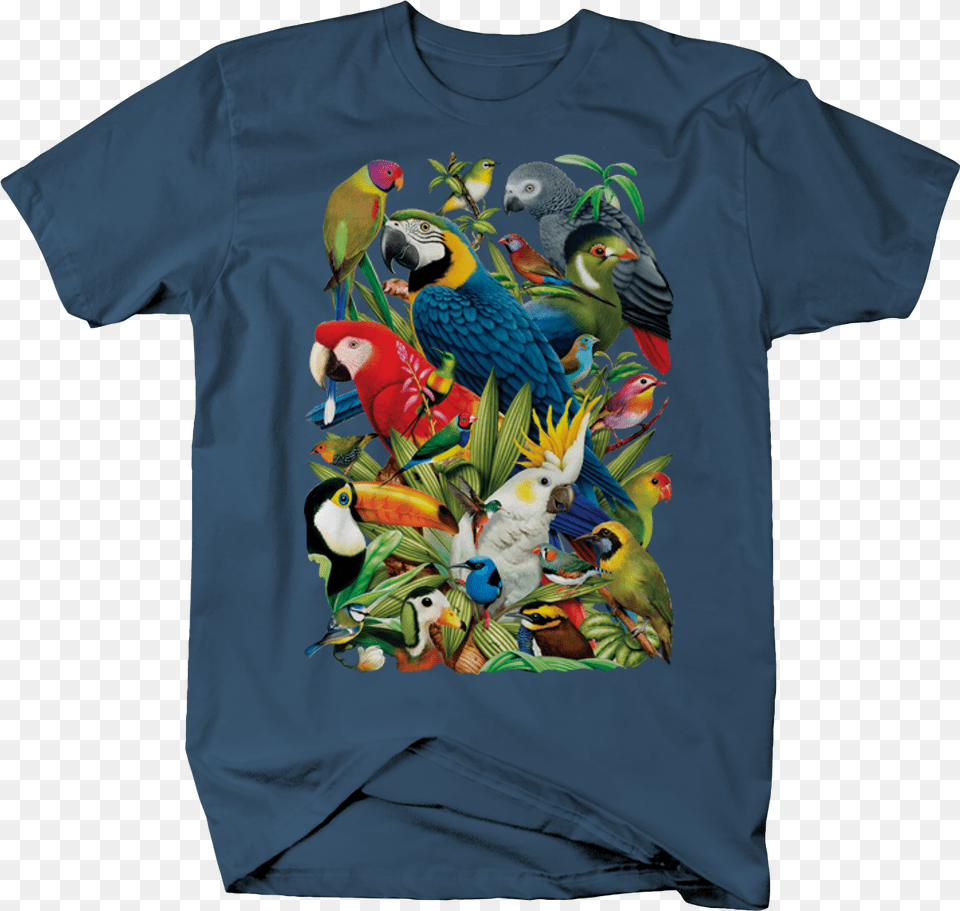 Safari Exotic Birds Puffin Macaw Tucan Crane Parrot T Shirt, Clothing, T-shirt, Animal, Bird Png